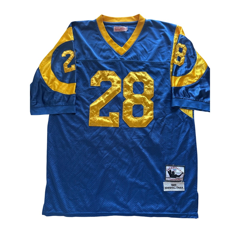 Mitchell & Ness Los Angeles Rams Marshall Faulk 1989 Throwback Jersey Blue Sz 52